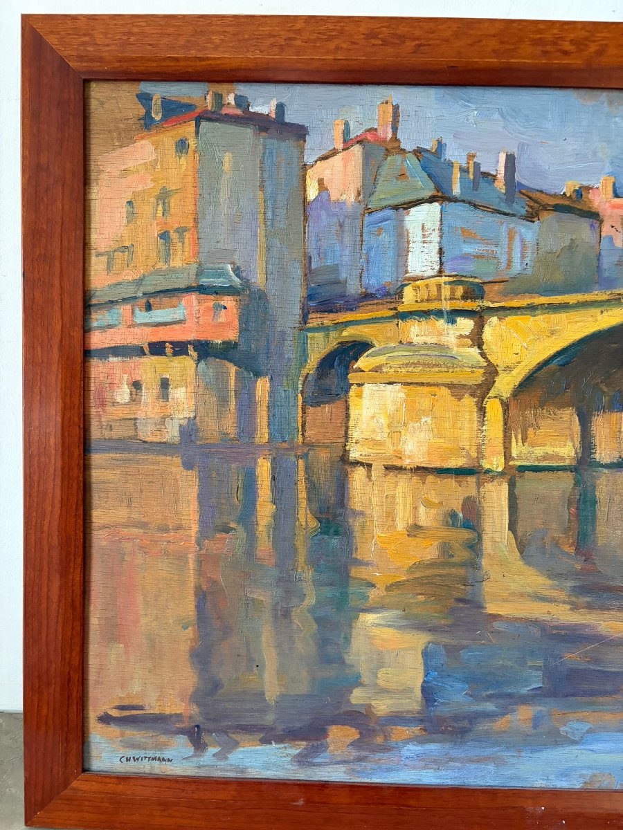 Le pont jaune signé Wittmann (1876-1953)-photo-4