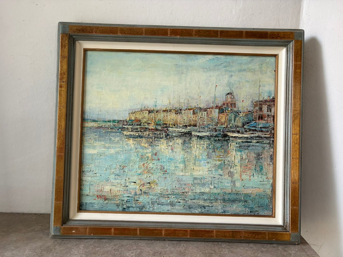Paysage de port Français signé-photo-2