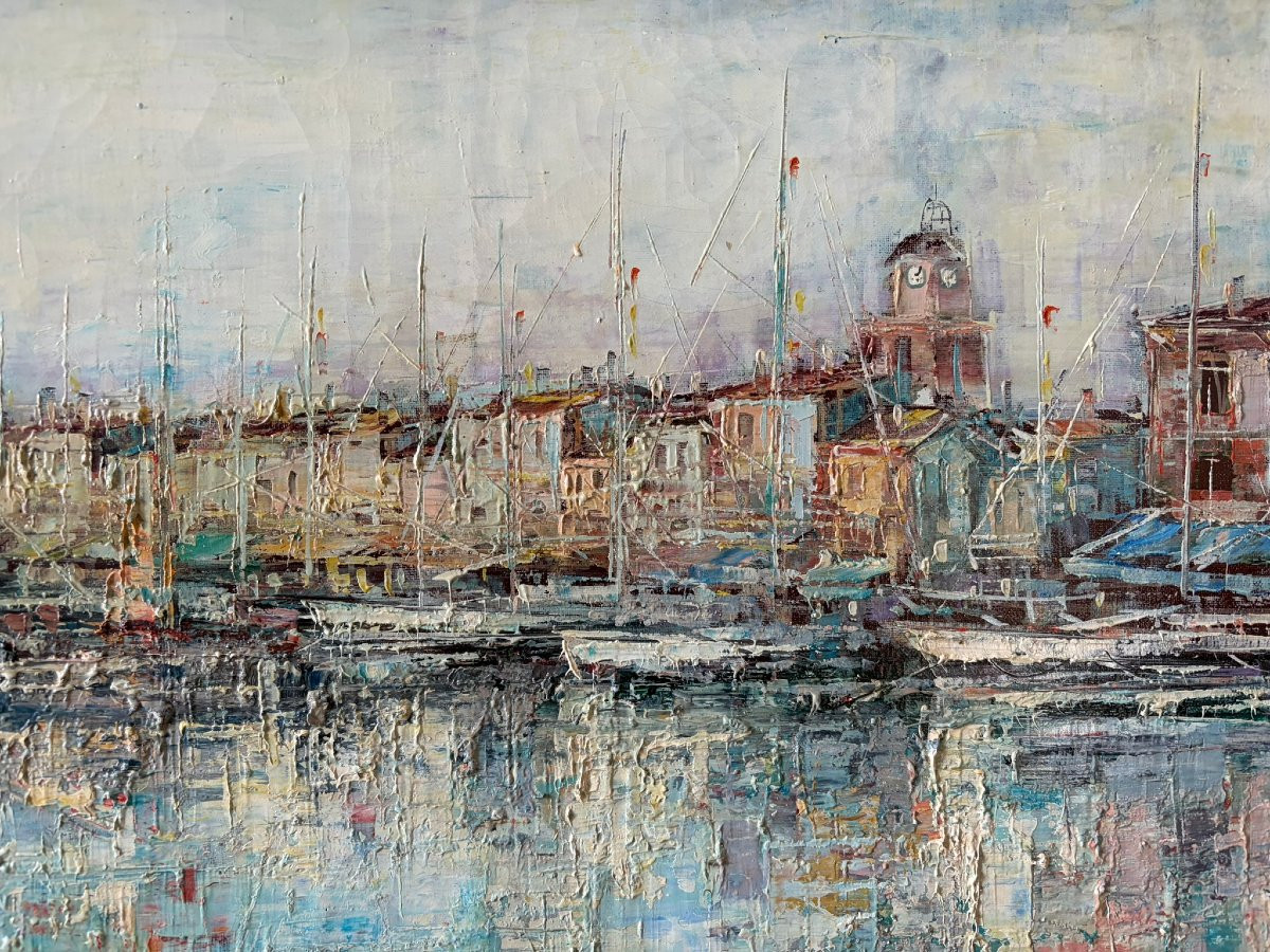 Paysage de port Français signé-photo-3