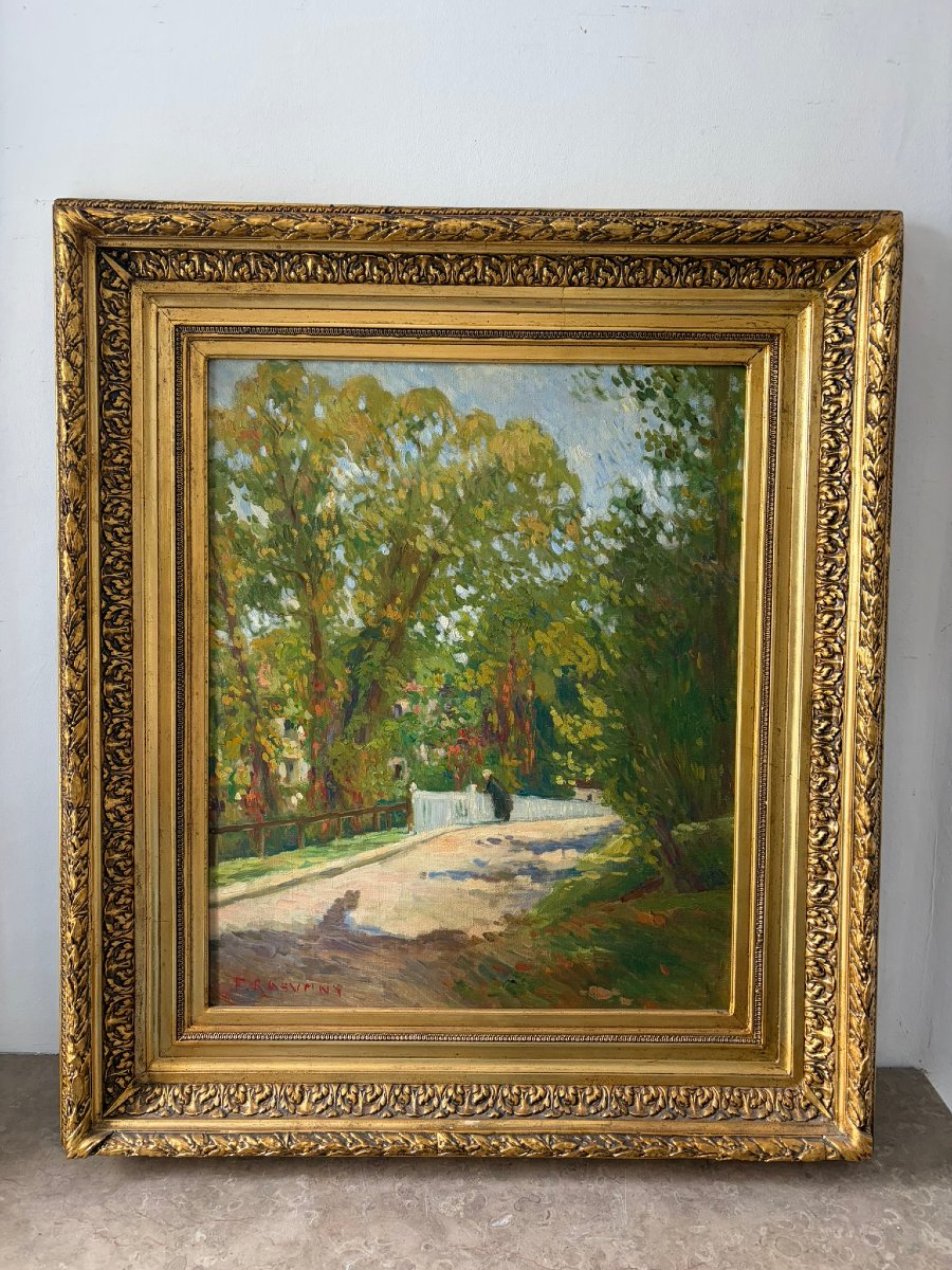 Promenade au parc signée Rasumny (1869-1940)