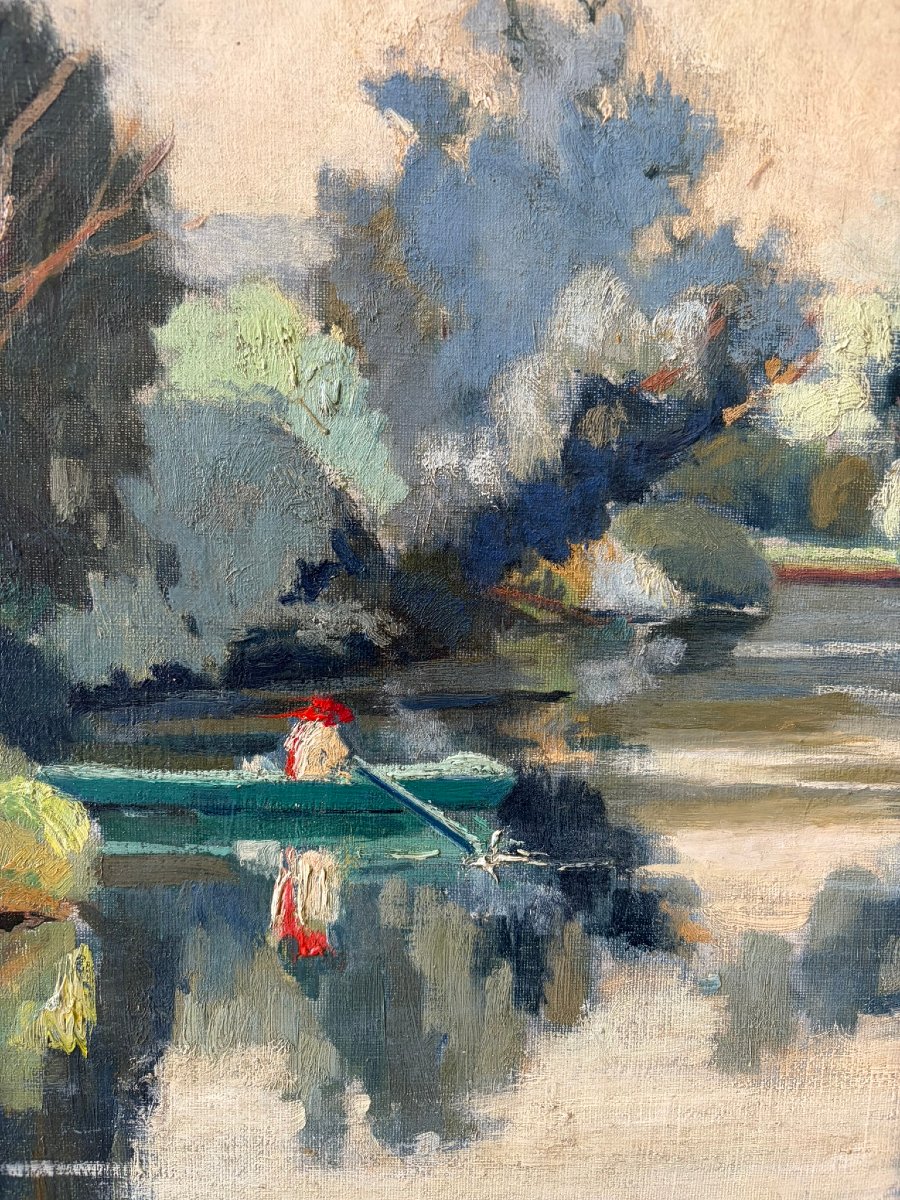 Fisherman On The River Signed Chapuis From 1925-photo-3