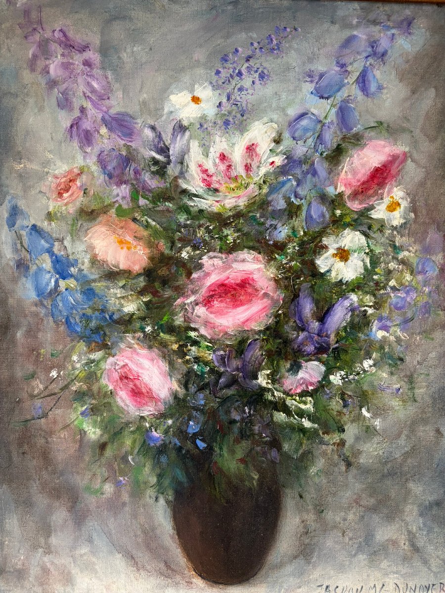 Bouquet de fleurs signé J.M.Dunoyer-photo-2