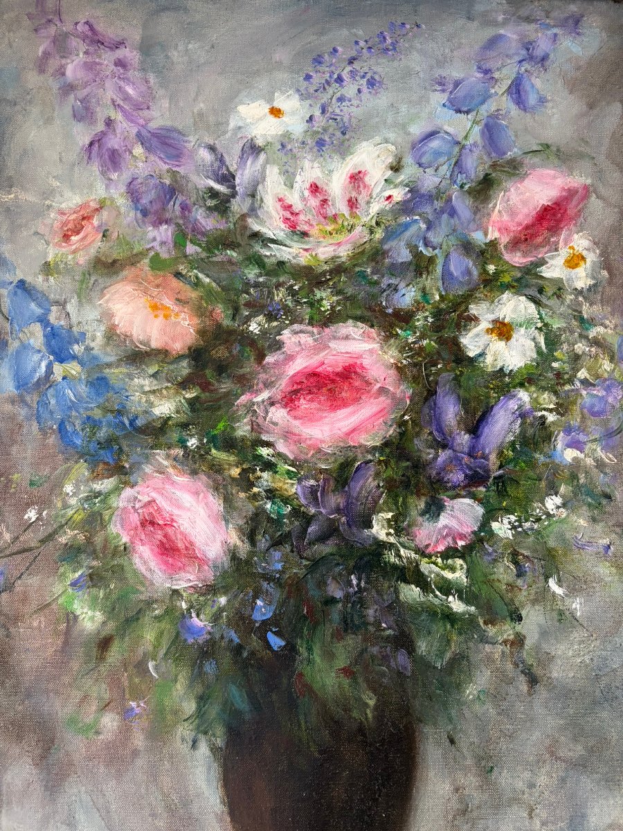 Bouquet de fleurs signé J.M.Dunoyer-photo-4