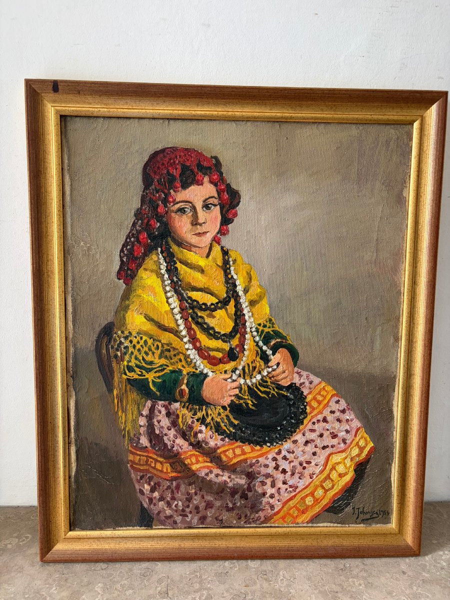 Portrait de jeune fille signé de 1954