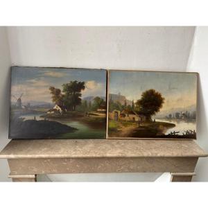 Paire de paysages XIXème siècle