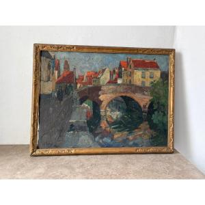 Signed Village Landscape