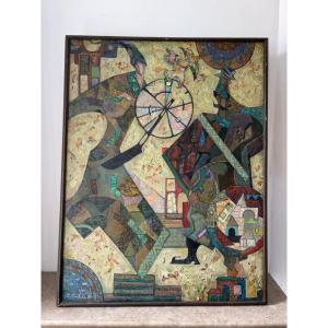 Tableau abstrait Russe signé Youssoupov de 1995