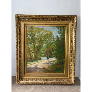 Promenade au parc signée Rasumny (1869-1940)