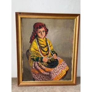 Signed Portrait Of A Young Girl From 1954