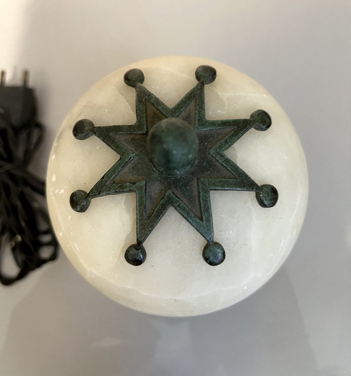 Nightlight In Alabaster And Bronze Art-deco Period France, Circa 1930-photo-2