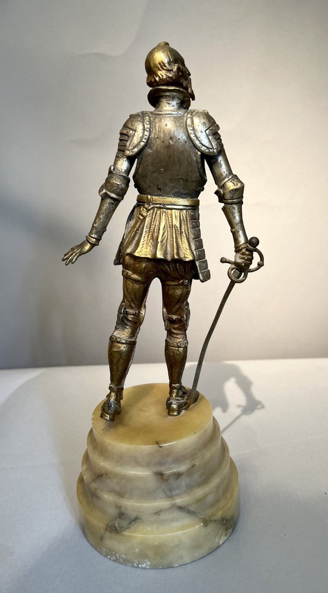 Statuette Of Don Quixote In Bronze And Alabaster Spain, Circa 1900-photo-3