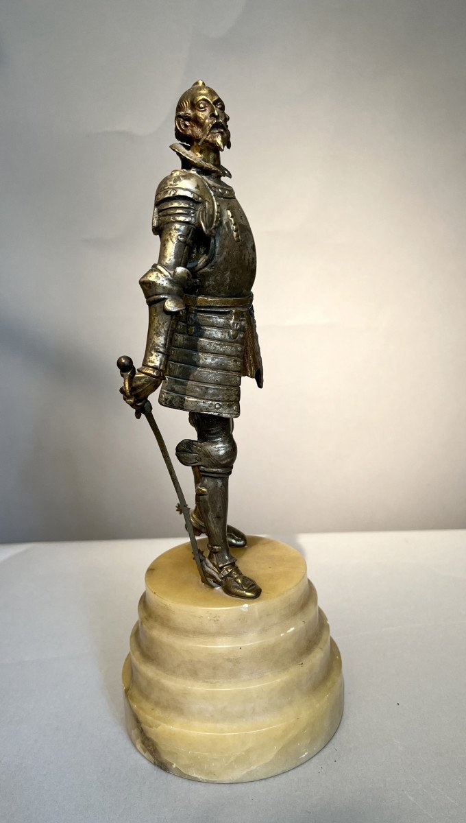 Statuette Of Don Quixote In Bronze And Alabaster Spain, Circa 1900-photo-2