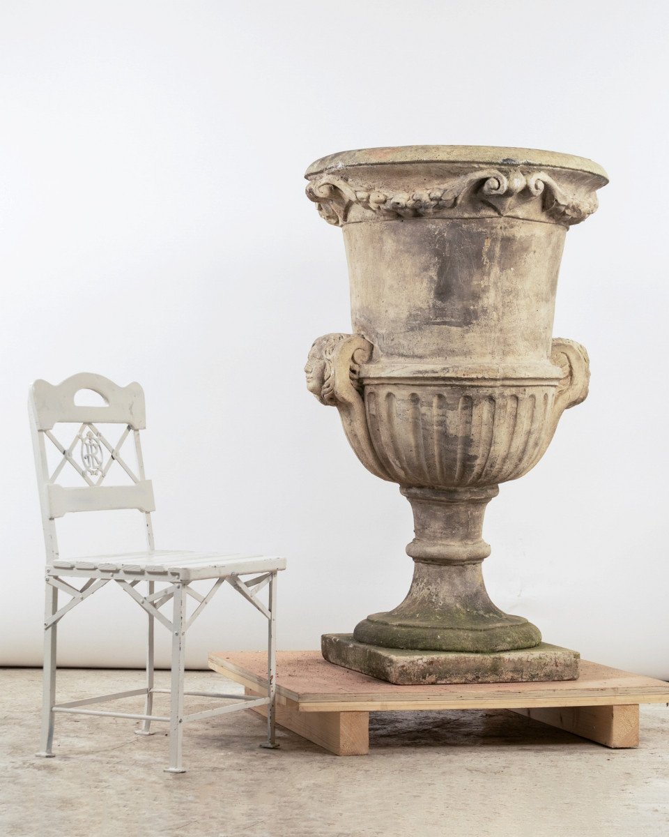 Très Grand Vase Médicis De Jardin En Pierre Reconstituée, France, Vers 1950-photo-3