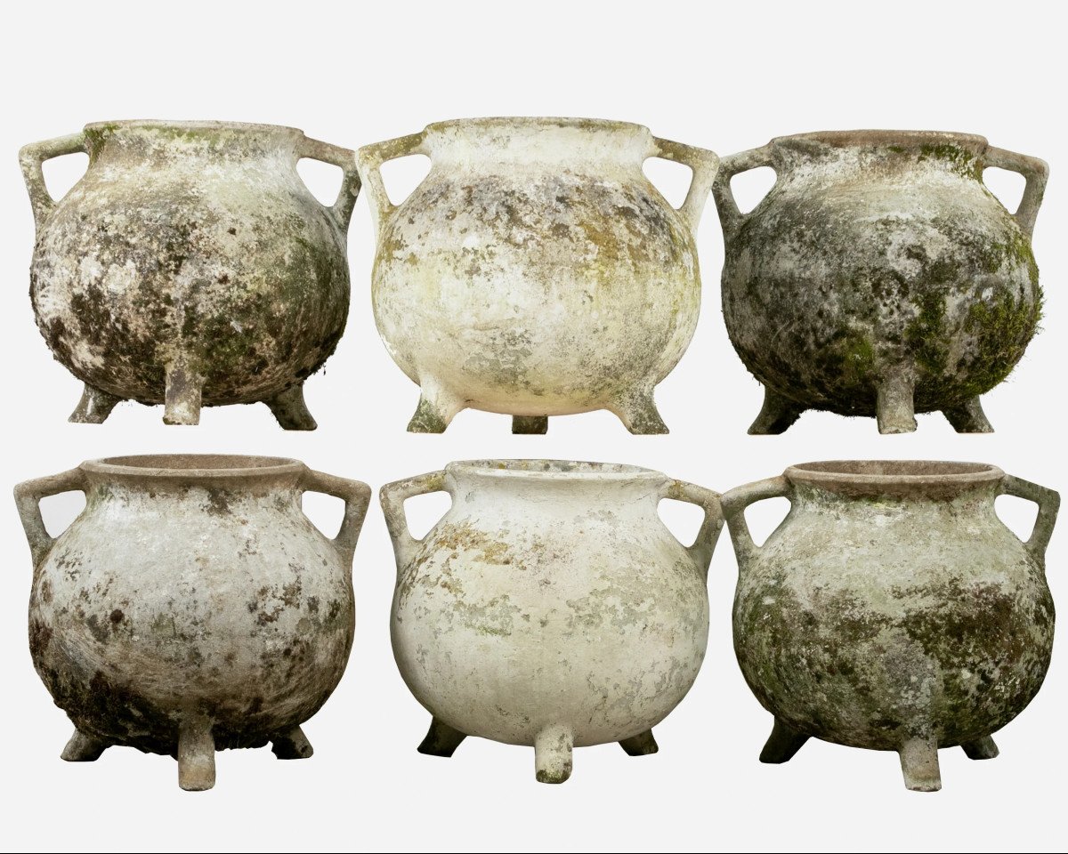 Six Fibre Cement Planters, By Willy Gühl, Eternit Ag, France, Circa 1971