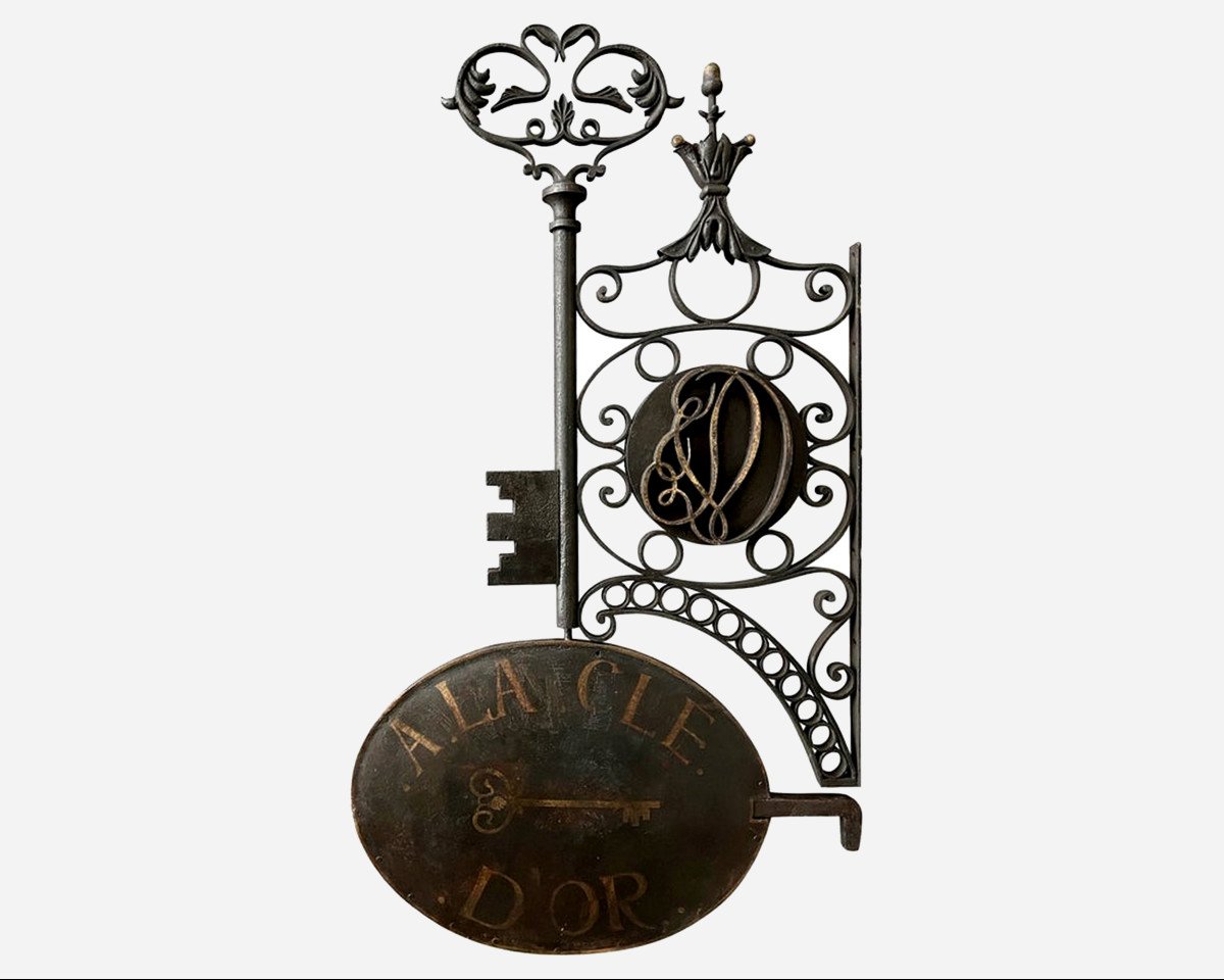 Belle Enseigne De Serrurier En Fer Forgé, France, Vers 1830 / 1850 