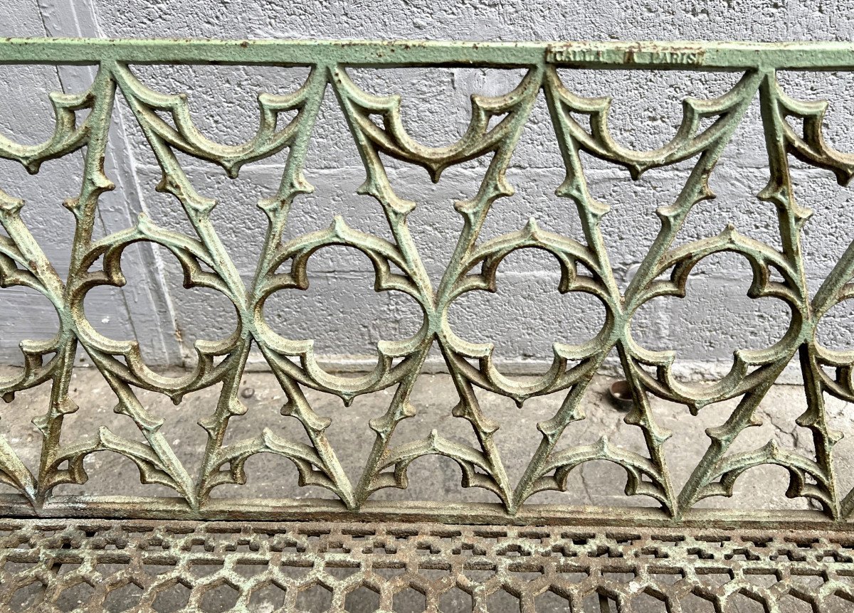 Rare And Large Ornate Cast Iron Bench In Gothic Style, Calla à Paris, Paris, France, Circa 1850-photo-8