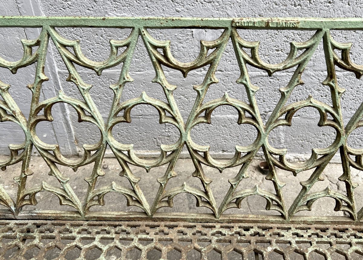 Rare And Large Ornate Cast Iron Bench In Gothic Style, Calla à Paris, Paris, France, Circa 1850-photo-8