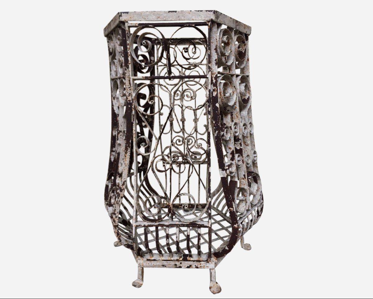 Large Planter Or Sellette In Wrought Iron France, 1880 / 1900