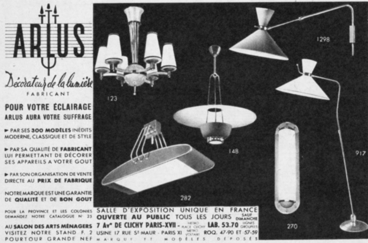 Grande Applique Extensible Et Orientable, éditions Maison Arlus, Paris, France, Vers 1950 -photo-1