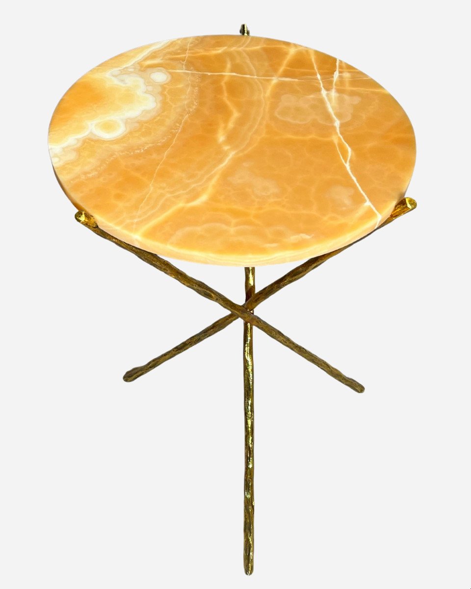 Pair Of Bronze And Onyx Pedestal Tables, Galerie Canavèse Editions, Paris, France, 2024 -photo-2