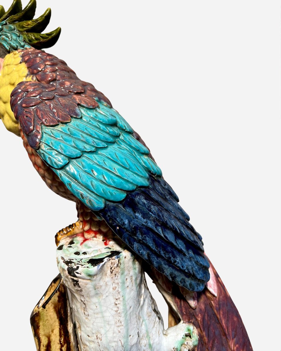 Large Glazed Ceramic Parrot, Spain, Circa 1950 / 1960-photo-2