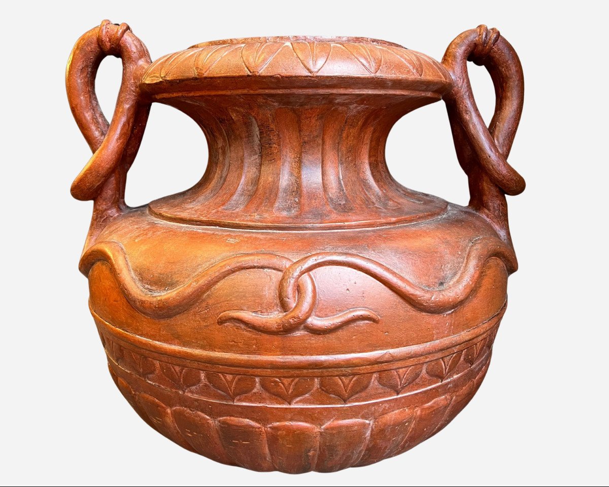 Pair Of Large Terracotta Garden Vases France, Circa 1850-photo-3