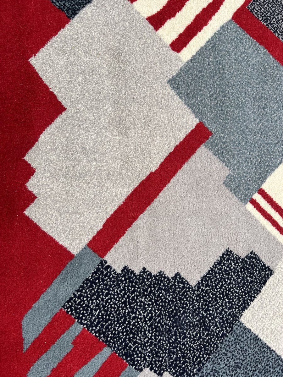 Paire De Tapis De Laine à Décor Géométrique, France, Vers 1970-photo-4