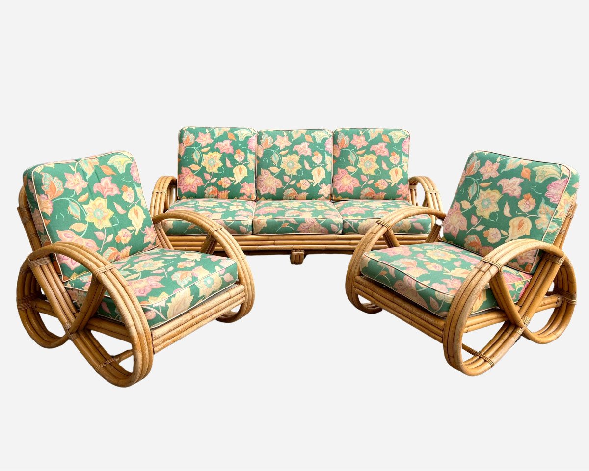 Bamboo And Rattan Living Room Furniture, France, 1960/1970