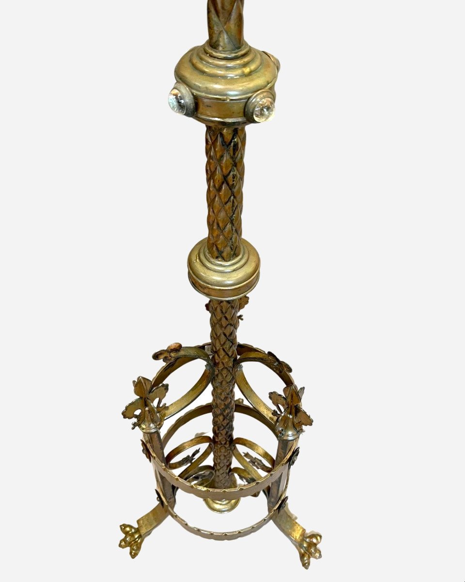 Pair Of Large Church Candelabras In Bronze And Patinated Brass, France, Circa 1880-photo-7