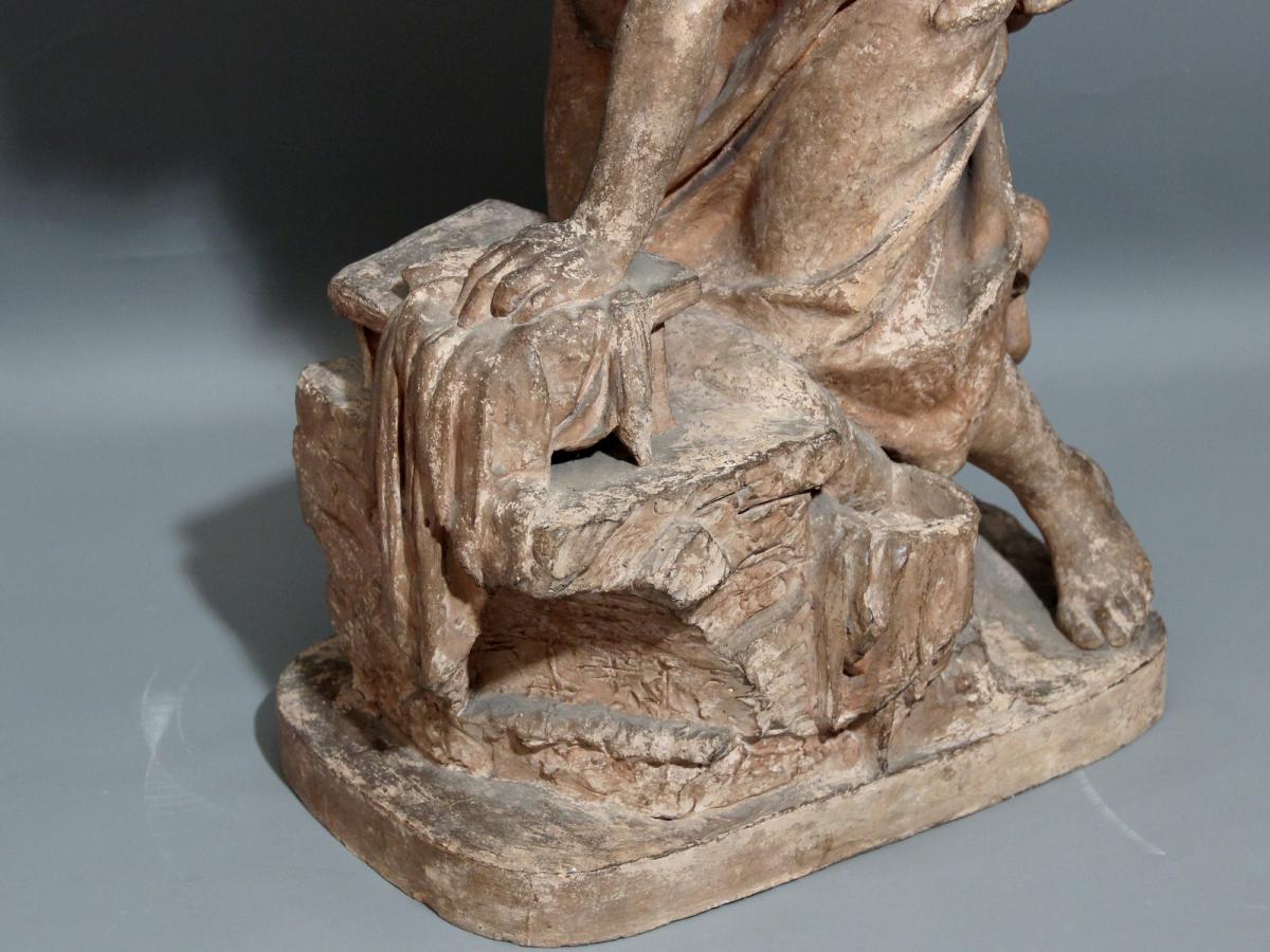 "the Washerwoman", Terracotta Dated 1870-photo-3