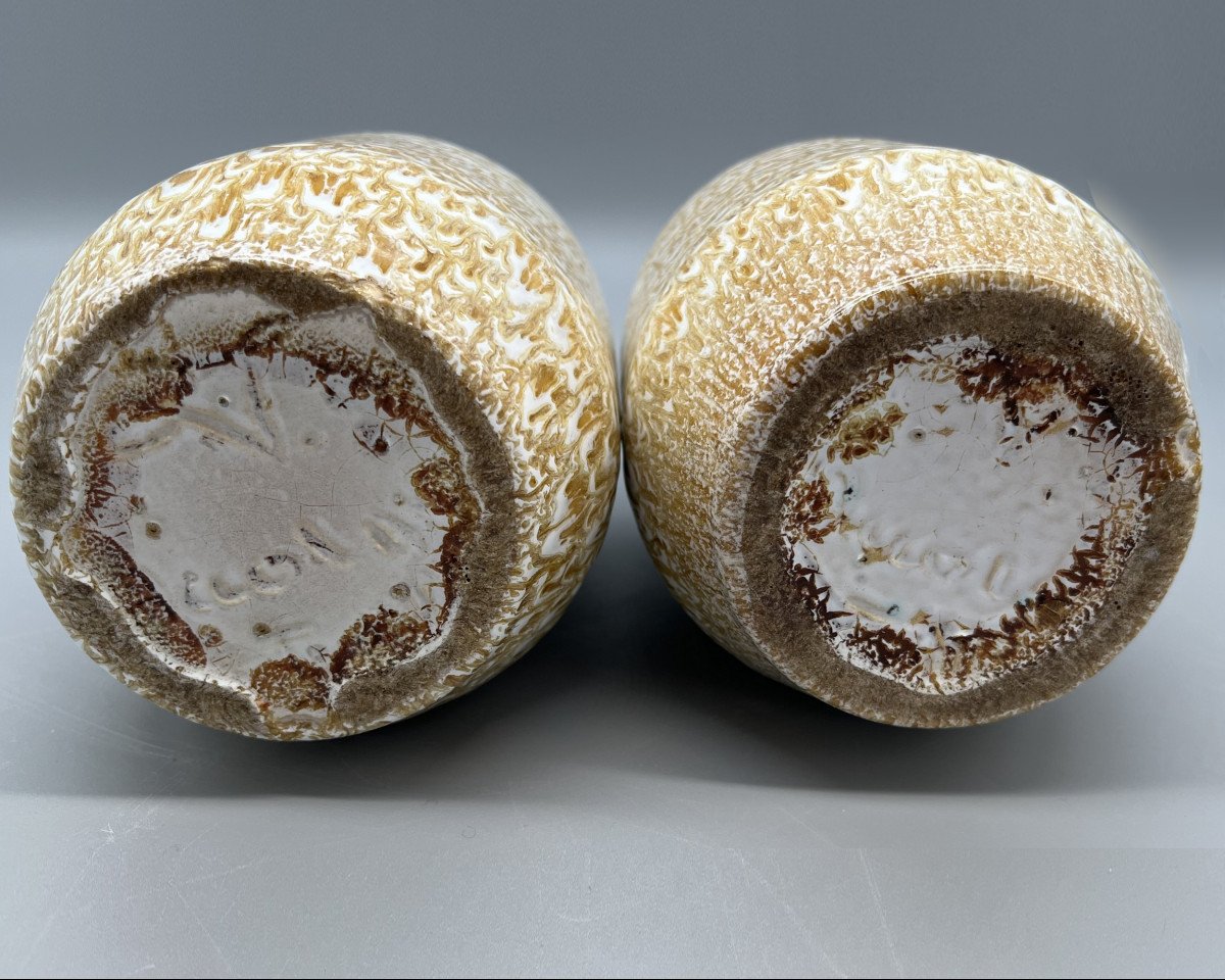 Pair Of Glazed Ceramic Vases, Accolay, France, Circa 1950-photo-2