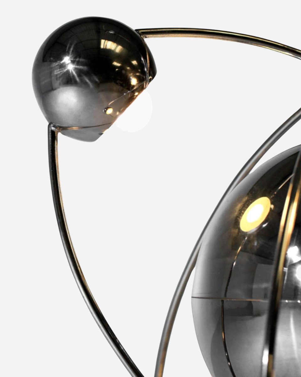“satellite” Chandelier In Chromed Metal, By Goffredo Reggiani, Reggiani, Italy, Circa 1960 -photo-4