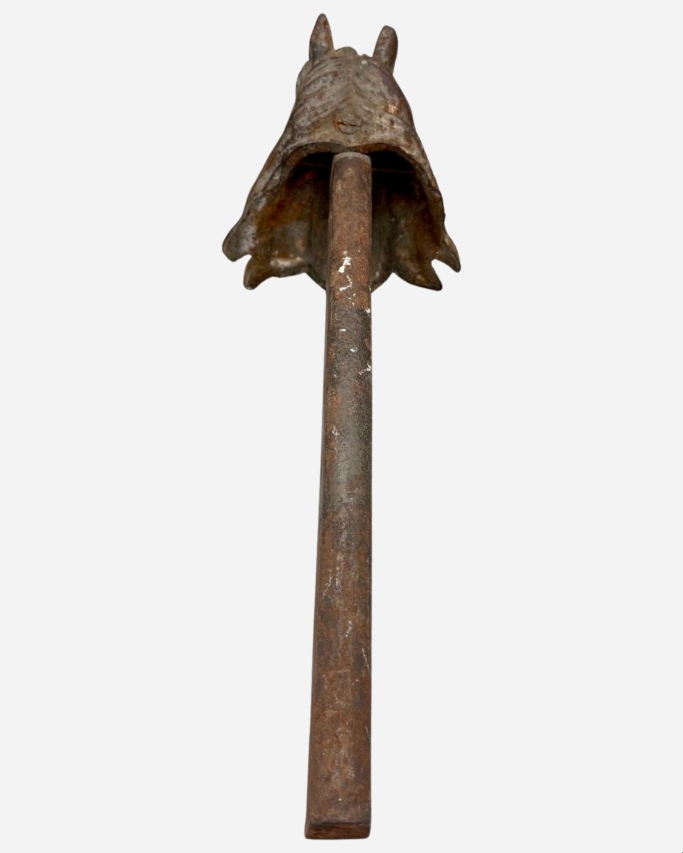 Rare Cast Iron And Wrought Iron Horse Head Halter Holder, France, Circa 1880-photo-1