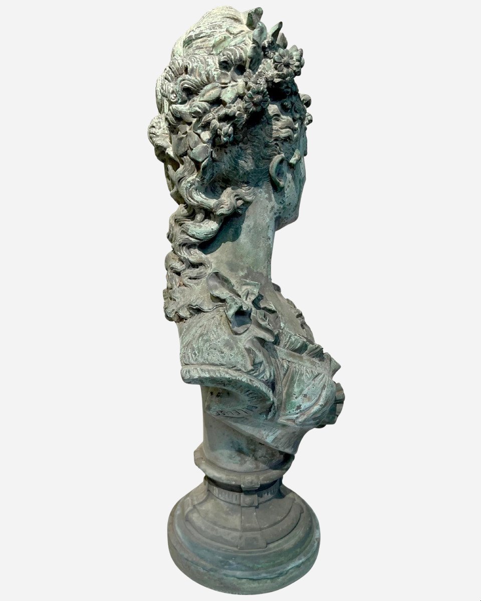 Elegant Bronze Bust Of A Woman, By Albert-ernest Carrier-belleuse, Paris, France, Circa 1860-photo-4