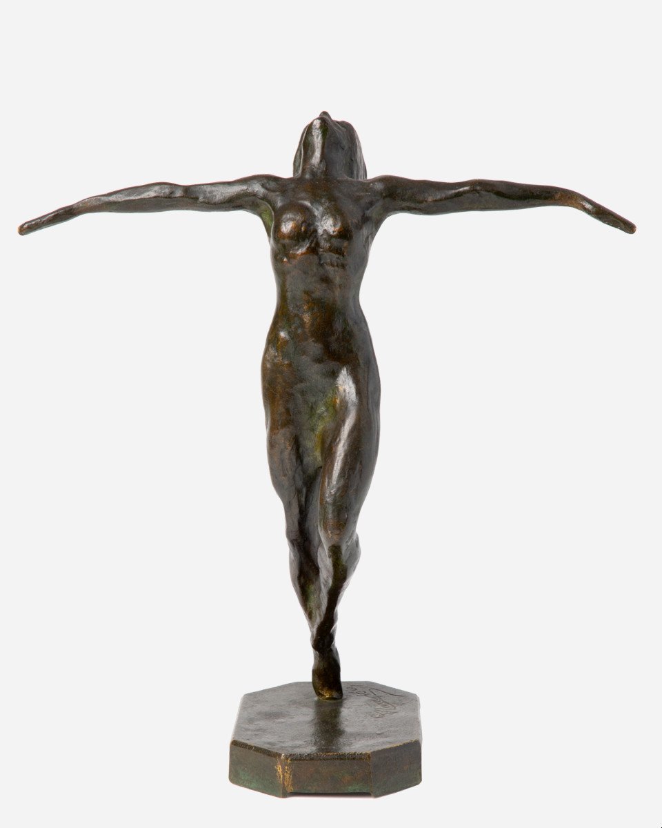 Charming Small Art Deco Bronze Statue, By Fernand Larapidie, Paris, France, Circa 1930-photo-2