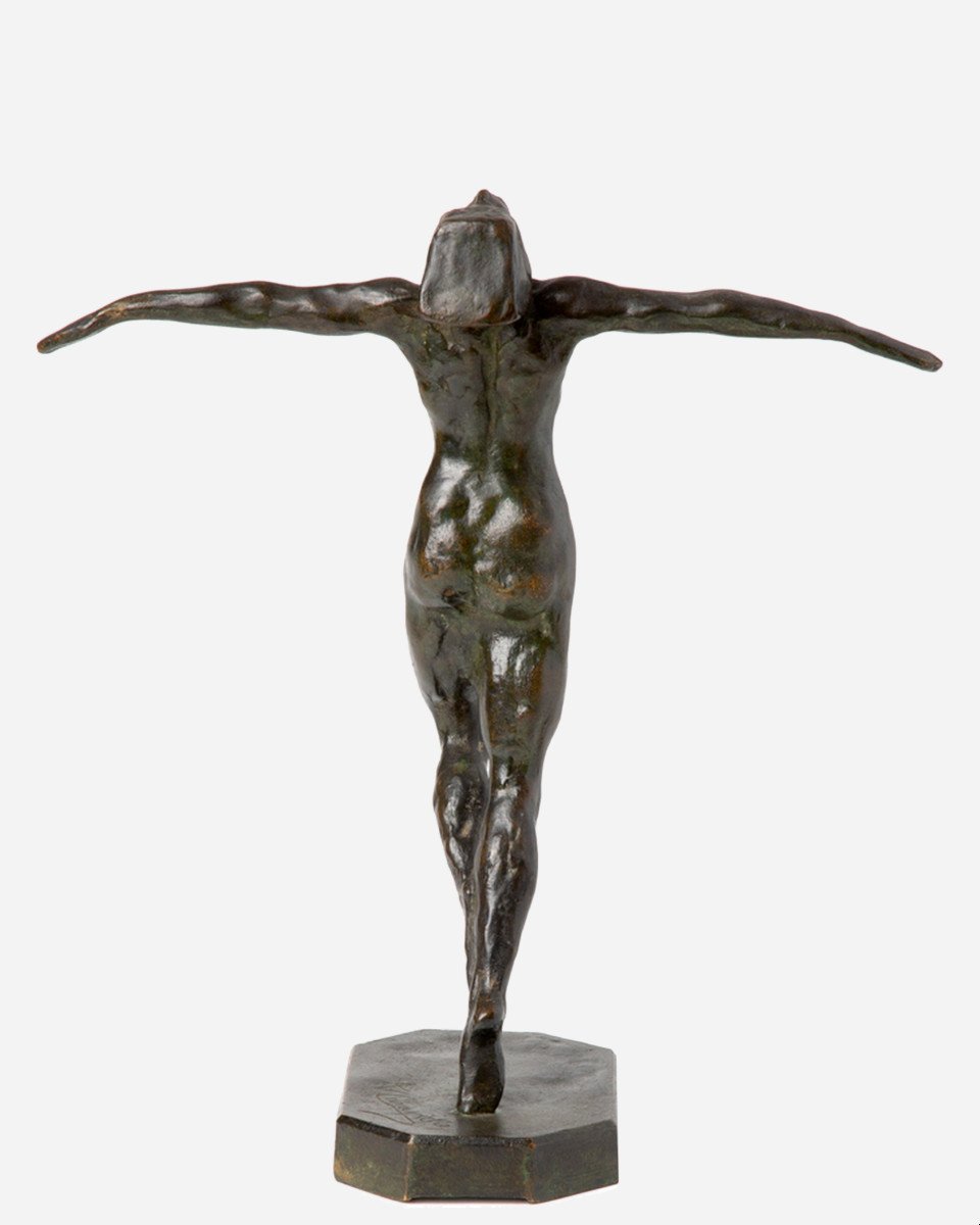 Charming Small Art Deco Bronze Statue, By Fernand Larapidie, Paris, France, Circa 1930-photo-3