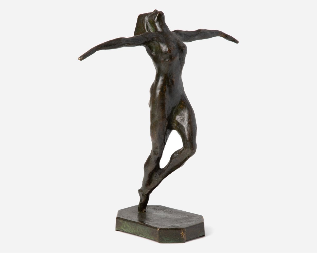 Charming Small Art Deco Bronze Statue, By Fernand Larapidie, Paris, France, Circa 1930