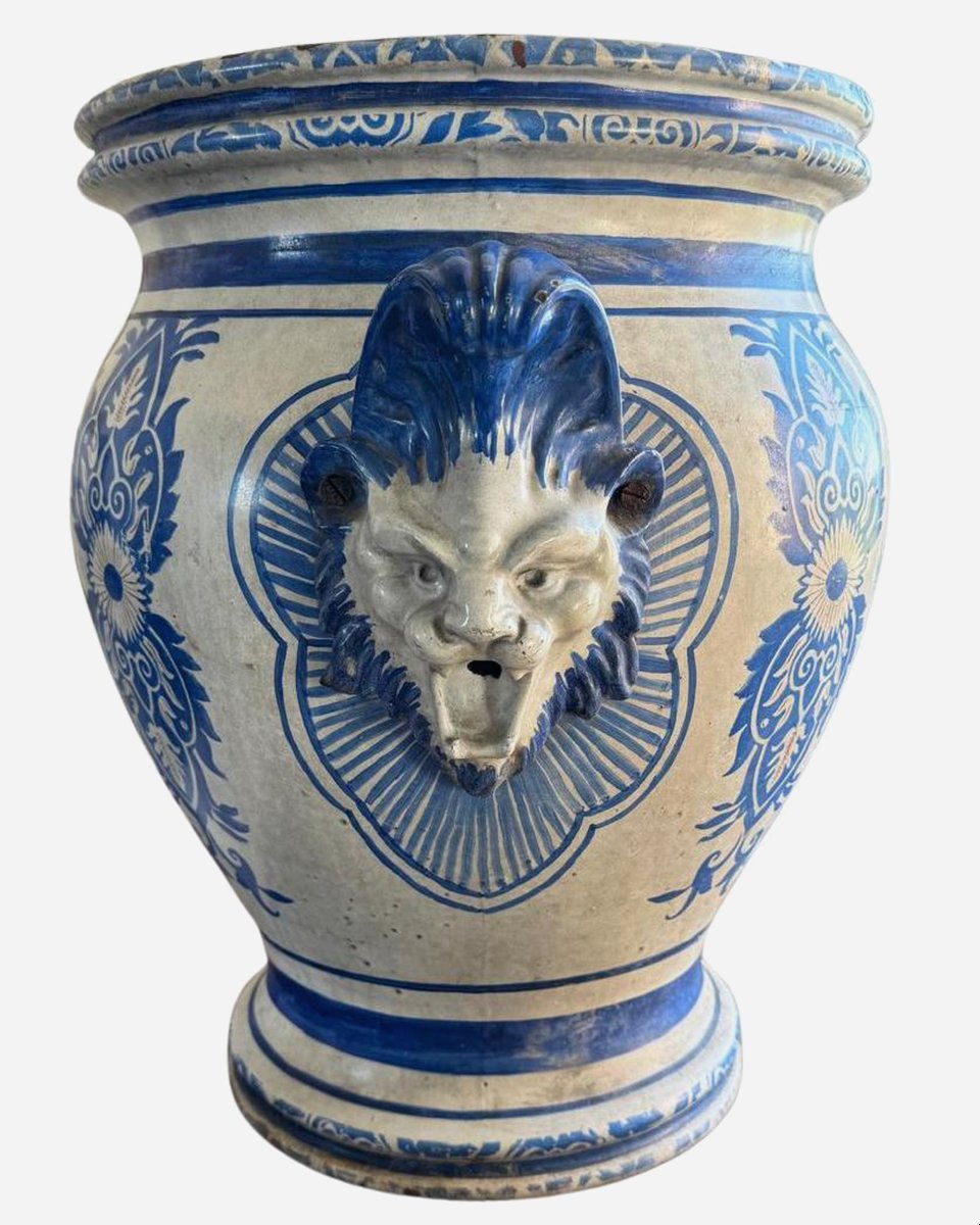 Enameled Cast Iron Planter, Emaillerie Du Bourget, France, Circa 1875/1880-photo-2