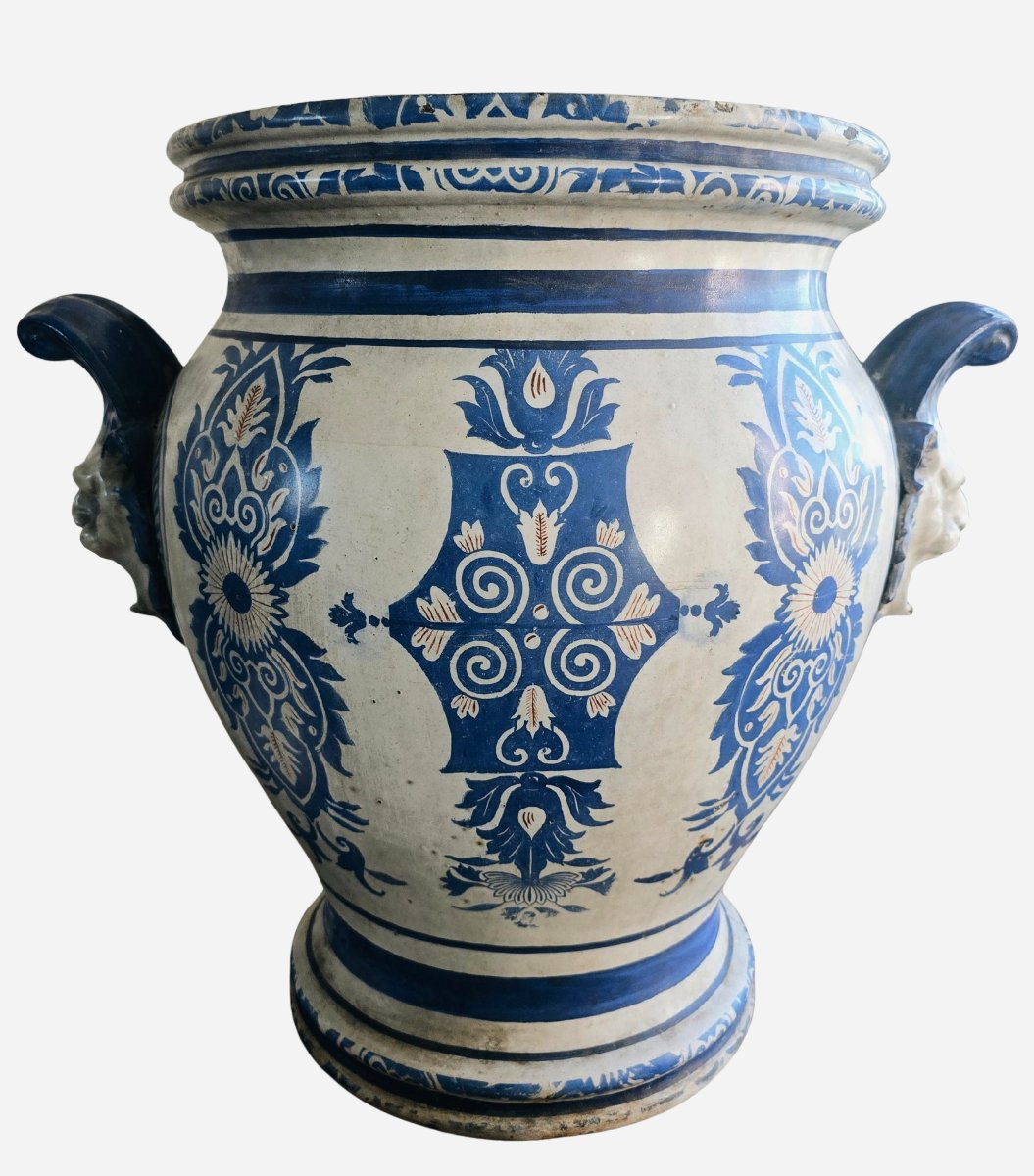 Enameled Cast Iron Planter, Emaillerie Du Bourget, France, Circa 1875/1880-photo-1