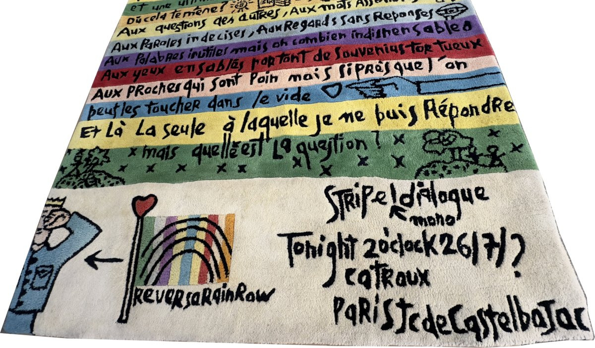 Tapis Rectangulaire « Stripe Dialogue » Par J.c. De Castelbajac, éd.tai Ping, France Vers  1990-photo-3