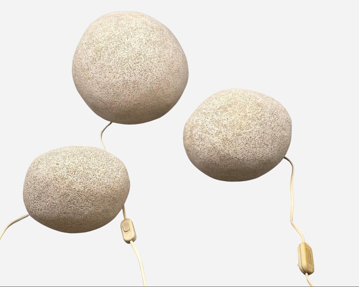 Set Of Four “rocher” Lamps André Cazenave, Atelier A, France, Circa 1960/1970-photo-4