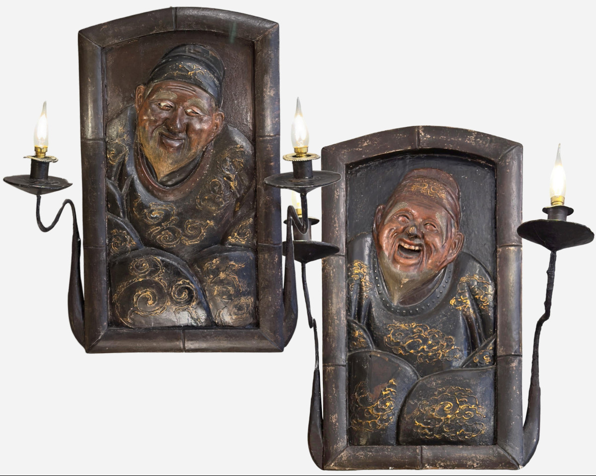 Rare Pair Of Sconces “aux Chinois”, Paris, France, Circa 1880