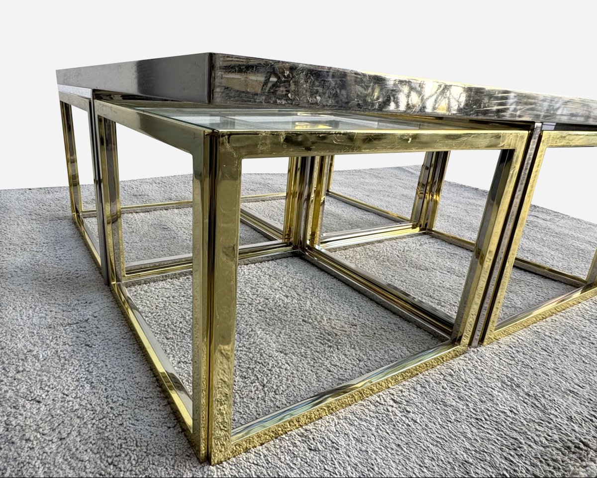 Coffee Table Including Four Nesting Coffee Tables, Paris, France, Circa 1970-photo-4