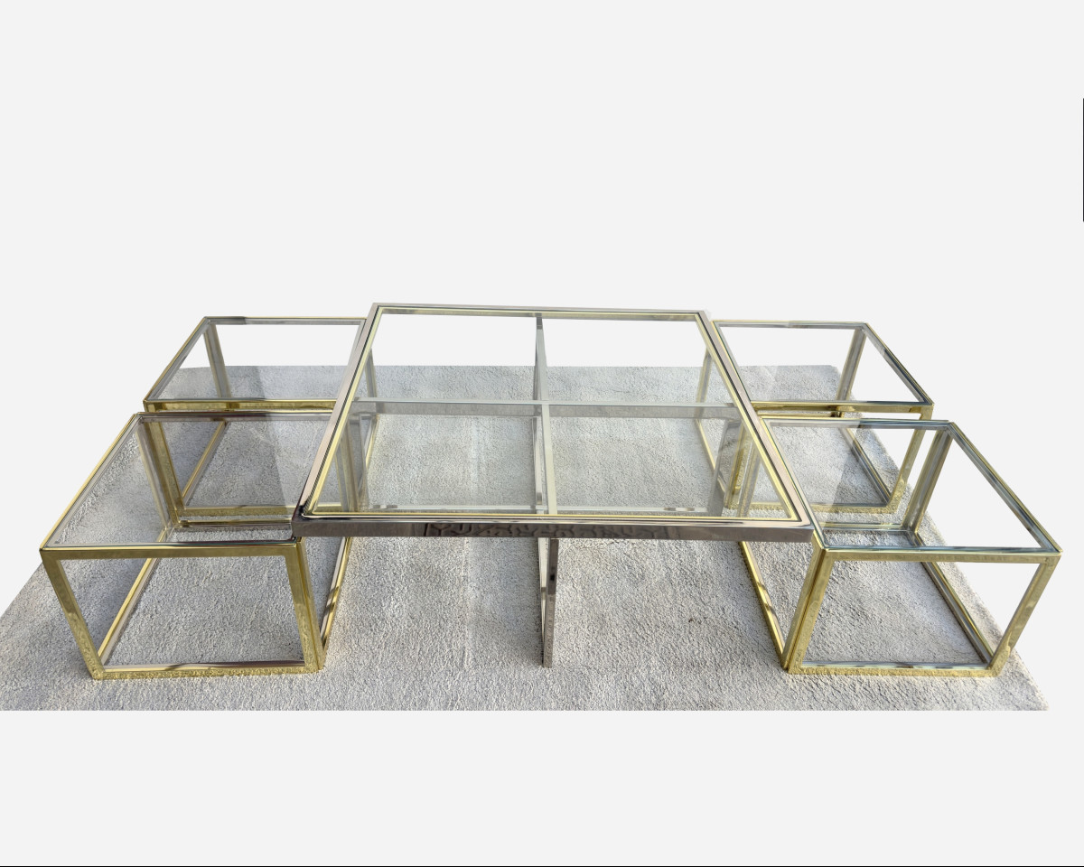 Coffee Table Including Four Nesting Coffee Tables, Paris, France, Circa 1970