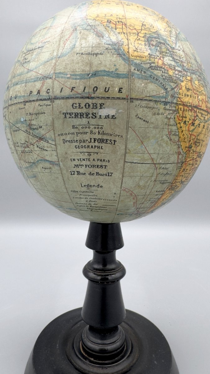 Petit globe terrestre sur pied, par Joseph Forest, Paris, France, vers 1890 / 1900-photo-4