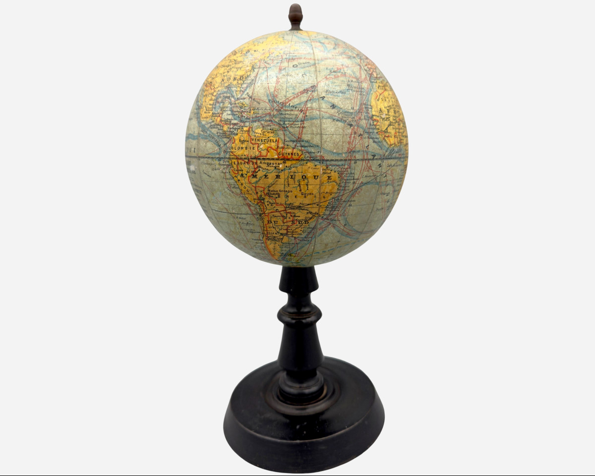 Petit globe terrestre sur pied, par Joseph Forest, Paris, France, vers 1890 / 1900