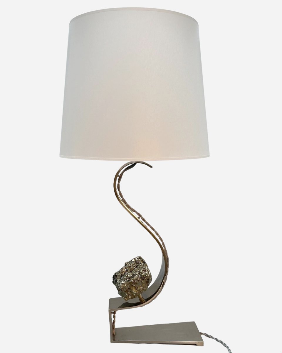 Pyrite Lamp, By Claude De Muzac, Paris, France, Circa 1970-photo-3