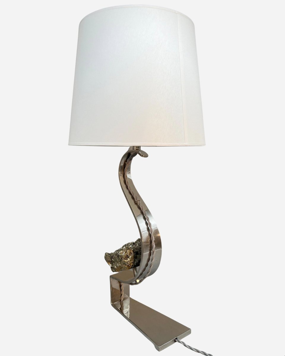 Pyrite Lamp, By Claude De Muzac, Paris, France, Circa 1970-photo-4