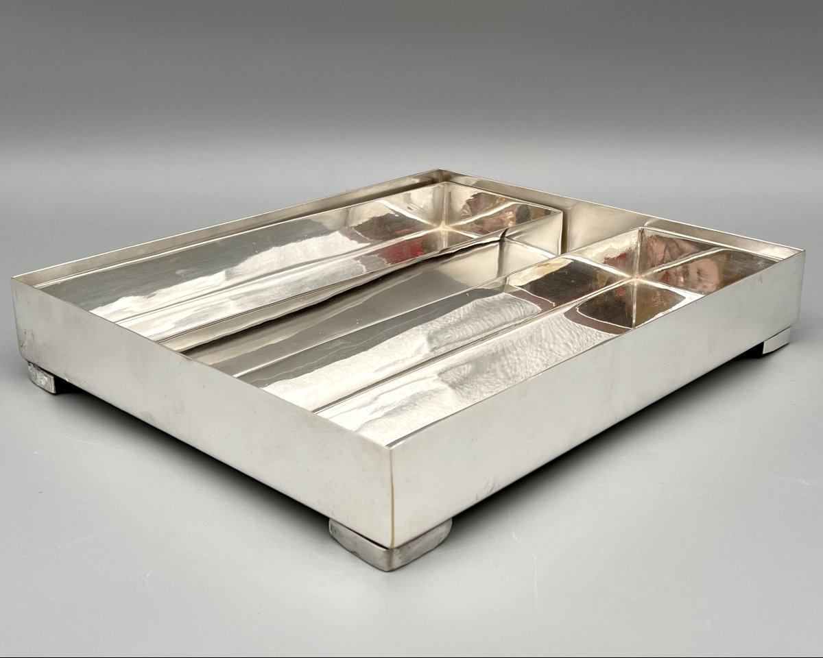 Three Small Silver-plated Metal Trays, éditions Lancel, Paris, France, Circa 1970-photo-2