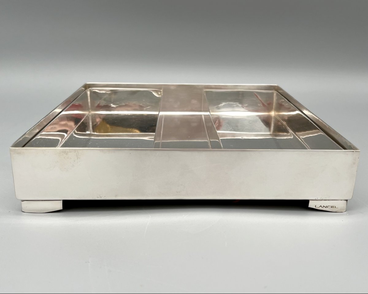 Three Small Silver-plated Metal Trays, éditions Lancel, Paris, France, Circa 1970-photo-3